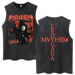 Lady Gaga The Mayhem Ball Tour 2025 Wash Tank Tops Fashion Men Women H