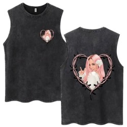 Hot Sale Karol G Bichota Music Album Washed Tank Tops Hip Hop Fashion 