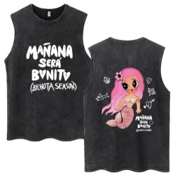 Hot Sale Karol G Bichota Music Album Washed Tank Tops Hip Hop Fashion 