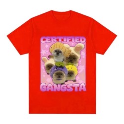 Certified Gangsta Funny Cat Meme T-shirts Men Women Cute Style Cotton 