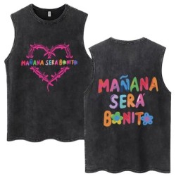 Hot Sale Karol G Bichota Music Album Washed Tank Tops Hip Hop Fashion 