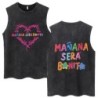 Hot Sale Karol G Bichota Music Album Washed Tank Tops Hip Hop Fashion 