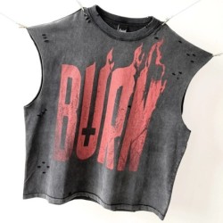 Nice Washed Saint BURN & BREAK THE RULES Sleeveless T-shirt Men Women 