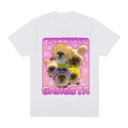 Certified Gangsta Funny Cat Meme T-shirts Men Women Cute Style Cotton 