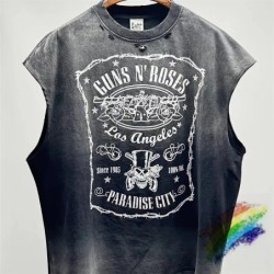 Vintage SAINT Guns N Roses Washed T-Shirts High Quality Dirty Soil Spr