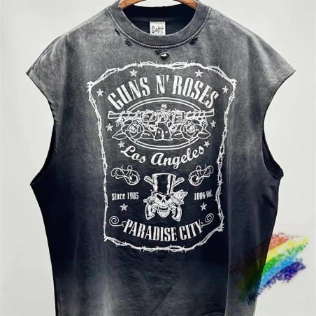 Vintage SAINT Guns N Roses Washed T-Shirts High Quality Dirty Soil Spr