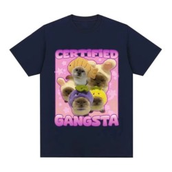 Certified Gangsta Funny Cat Meme T-shirts Men Women Cute Style Cotton 