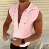Men's Textured Zip Up Hooded Sleeveless Shirt Casual Summer Tank Top