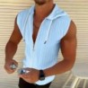 Men's Textured Zip Up Hooded Sleeveless Shirt Casual Summer Tank Top