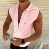 Men's Textured Zip Up Hooded Sleeveless Shirt Casual Summer Tank Top