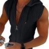 Men's Textured Zip Up Hooded Sleeveless Shirt Casual Summer Tank Top