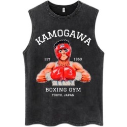 Hot Anime Hajime No Ippo Kamogawa Boxing Gym Washed Tops Men Makunouch