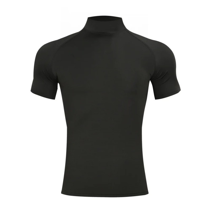 Mens Bodybuilding Sports Tight T-shirt Summer Compression Turtleneck S
