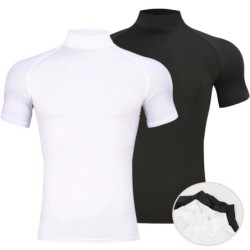 Mens Bodybuilding Sports Tight T-shirt Summer Compression Turtleneck S