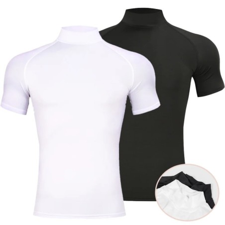 Mens Bodybuilding Sports Tight T-shirt Summer Compression Turtleneck S
