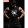 Men's Black Muscle Vest with Superhero Logo Printing, Sleeveless Shirt