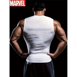 Men's Black Muscle Vest with Superhero Logo Printing, Sleeveless Shirt
