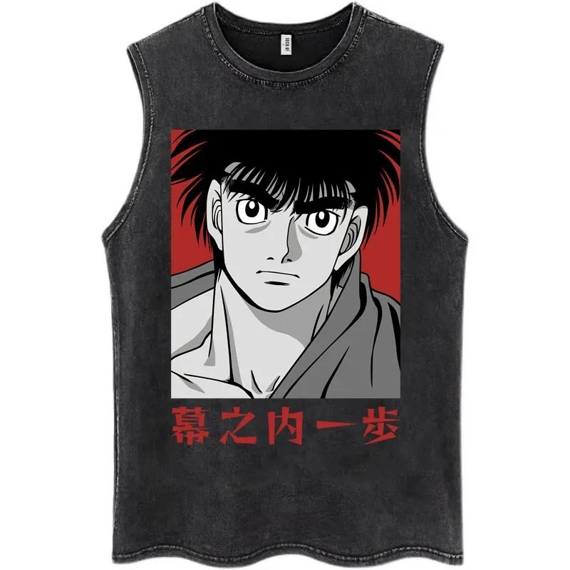 Hot Anime Hajime No Ippo Kamogawa Boxing Gym Washed Tops Men Makunouch