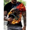 New Cool Eagle Pattern T Shirt For Men Clothing 3D Print Flame Eagle S