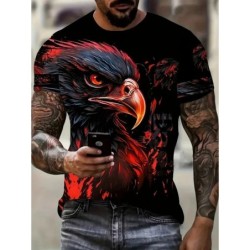 New Cool Eagle Pattern T Shirt For Men Clothing 3D Print Flame Eagle S