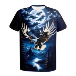 New Cool Eagle Pattern T Shirt For Men Clothing 3D Print Flame Eagle S