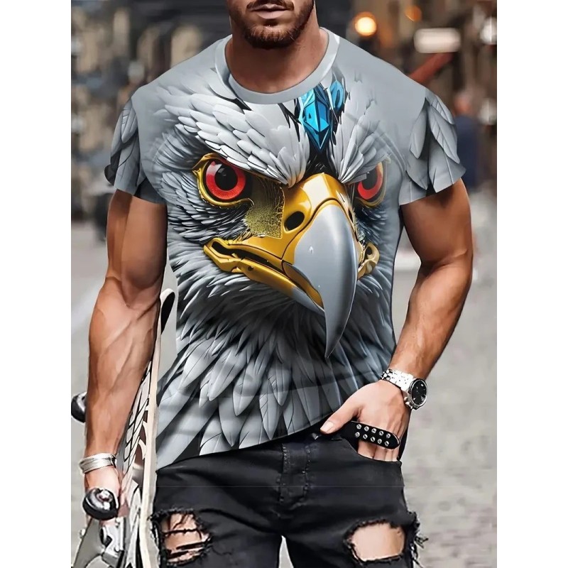 New Cool Eagle Pattern T Shirt For Men Clothing 3D Print Flame Eagle S
