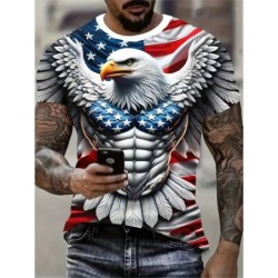 New Cool Eagle Pattern T Shirt For Men Clothing 3D Print Flame Eagle S