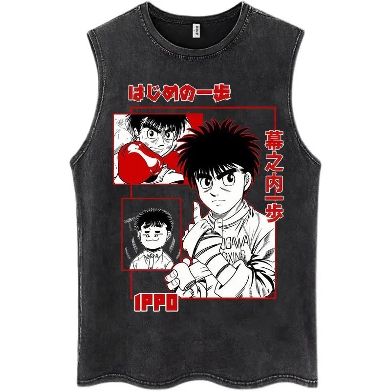 Hot Anime Hajime No Ippo Kamogawa Boxing Gym Washed Tops Men Makunouch