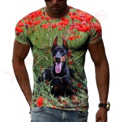 New Tide Summer Fashion Doberman Picture T-shirts Casual Print Tees Hi
